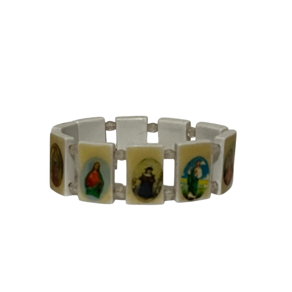 Bracelet vintage Stretch Religious Themed Bracelet.  Vintage 1980s Religious.